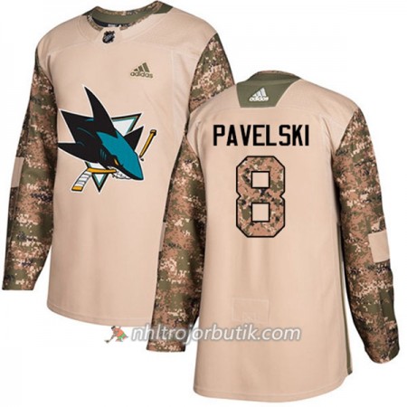 Män Ishockey San Jose Sharks Tröja Joe Pavelski 8 Adidas 2017-2018 Camo Veterans Day Practice Authentic
